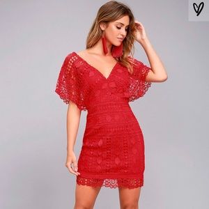 Red Lace Bodycon Dress
